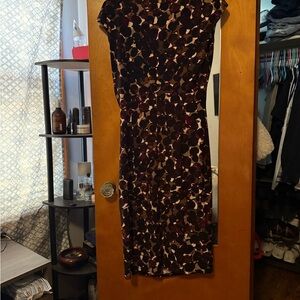 Ralph Lauren Black and Brown Sleeveless Sheath Midi Dress